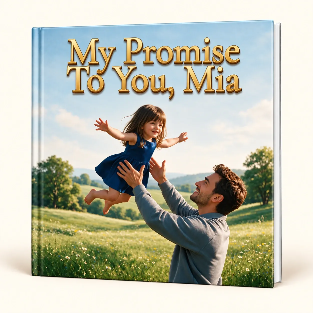 Dad and Mia on the cover of My Promise To You, Mia