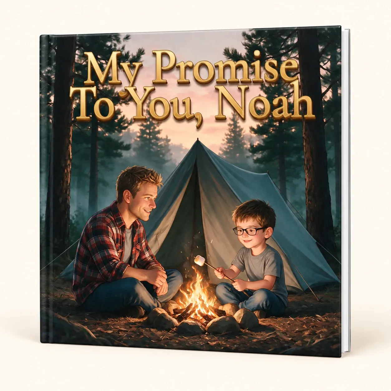 Dad and Noah on their personalised hardcover storybook