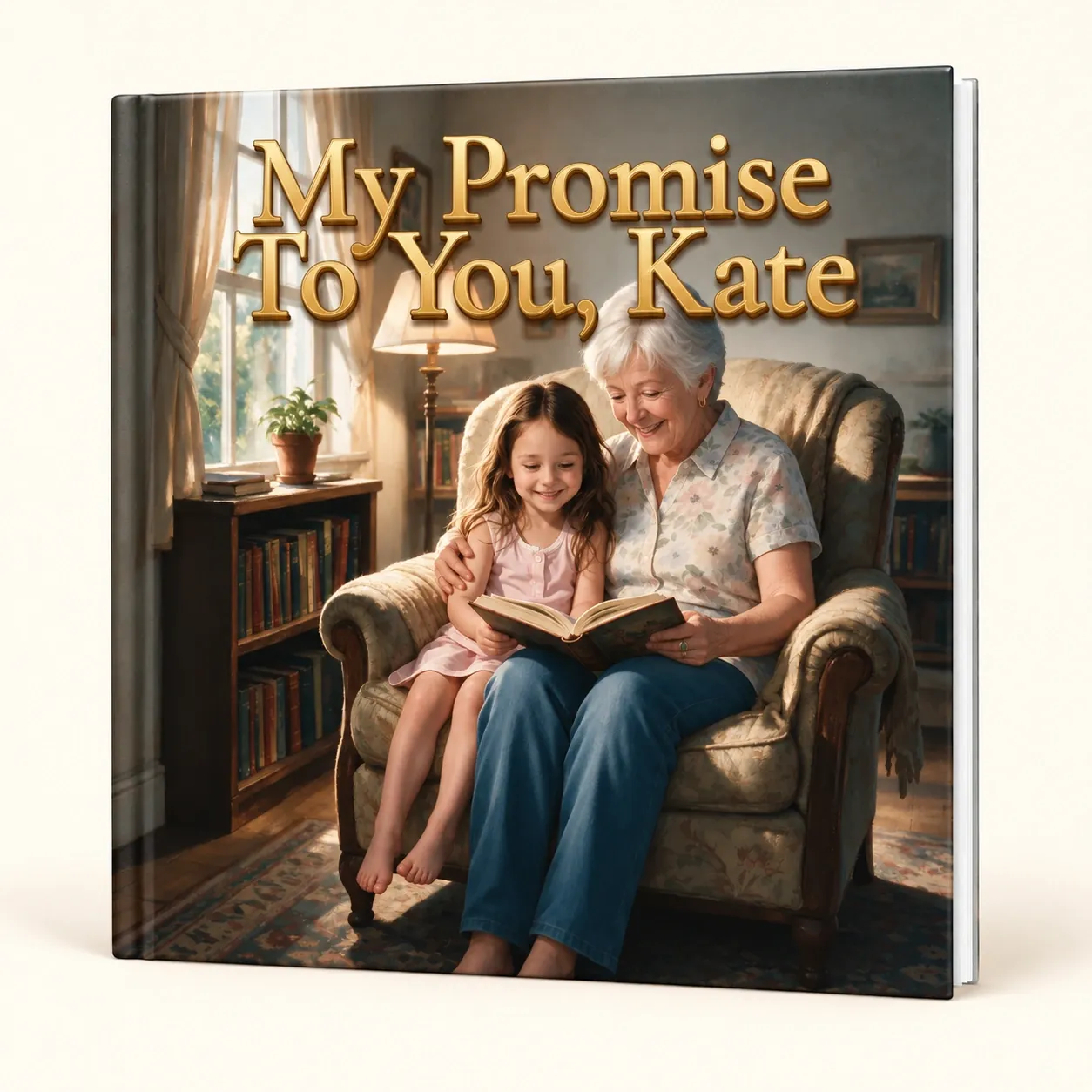 Grandma and Kate reading together on the cover of My Promise To You, Kate