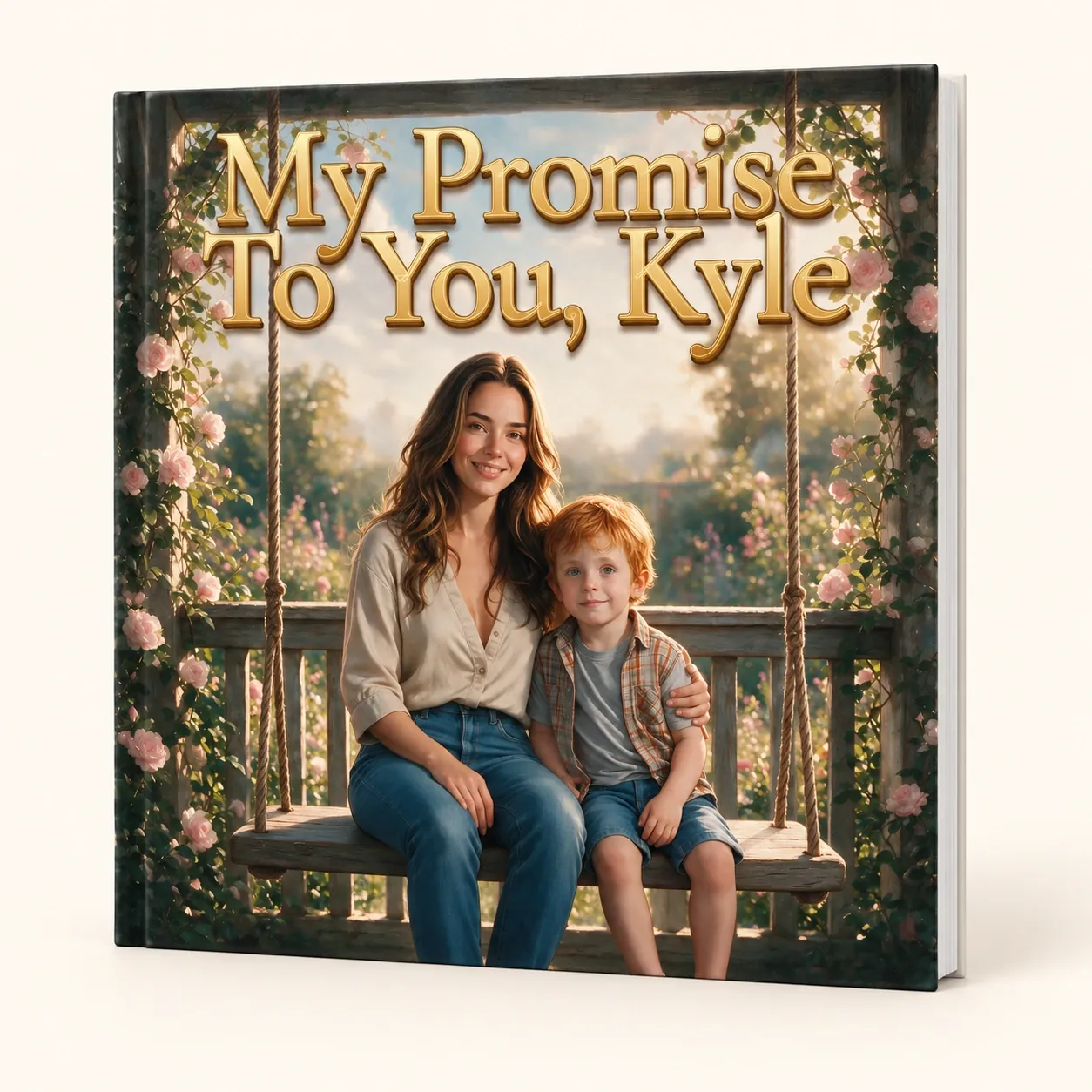 Mum and Kyle on their personalised hardcover storybook